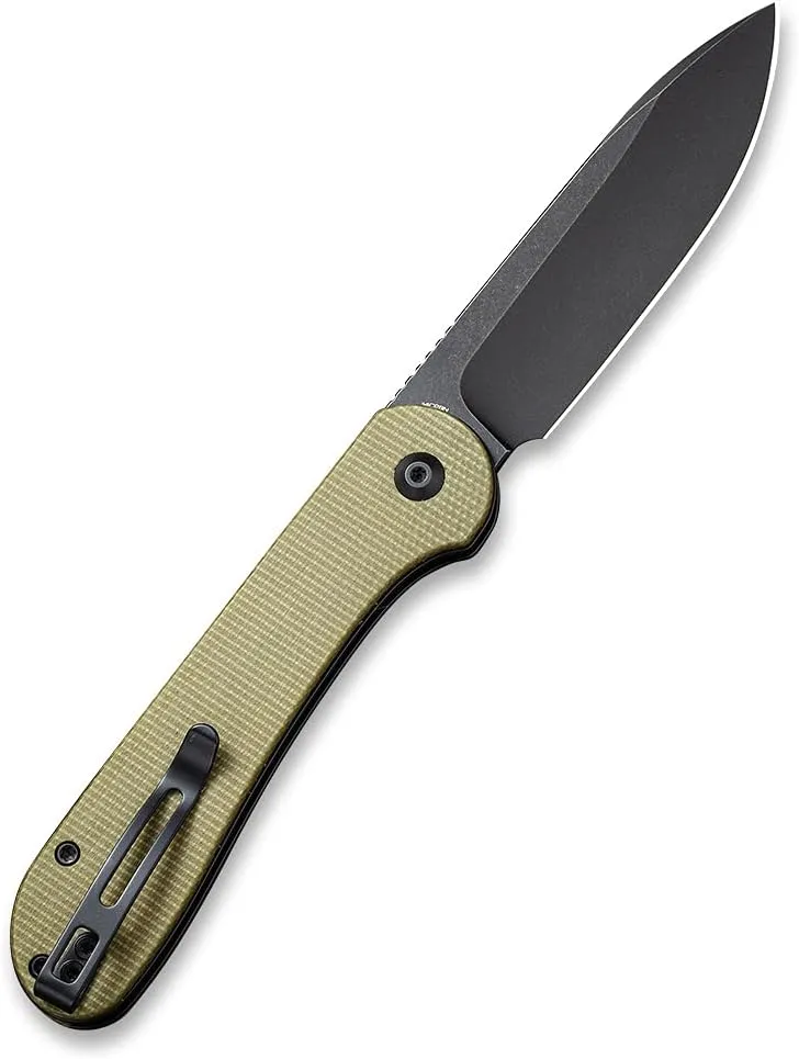 CIVIVI Pocket Folding Knife with 3.47" 14C28N Blade Micarta Handle, Button Lock Elementum Knife for EDC C2103B (Olive)