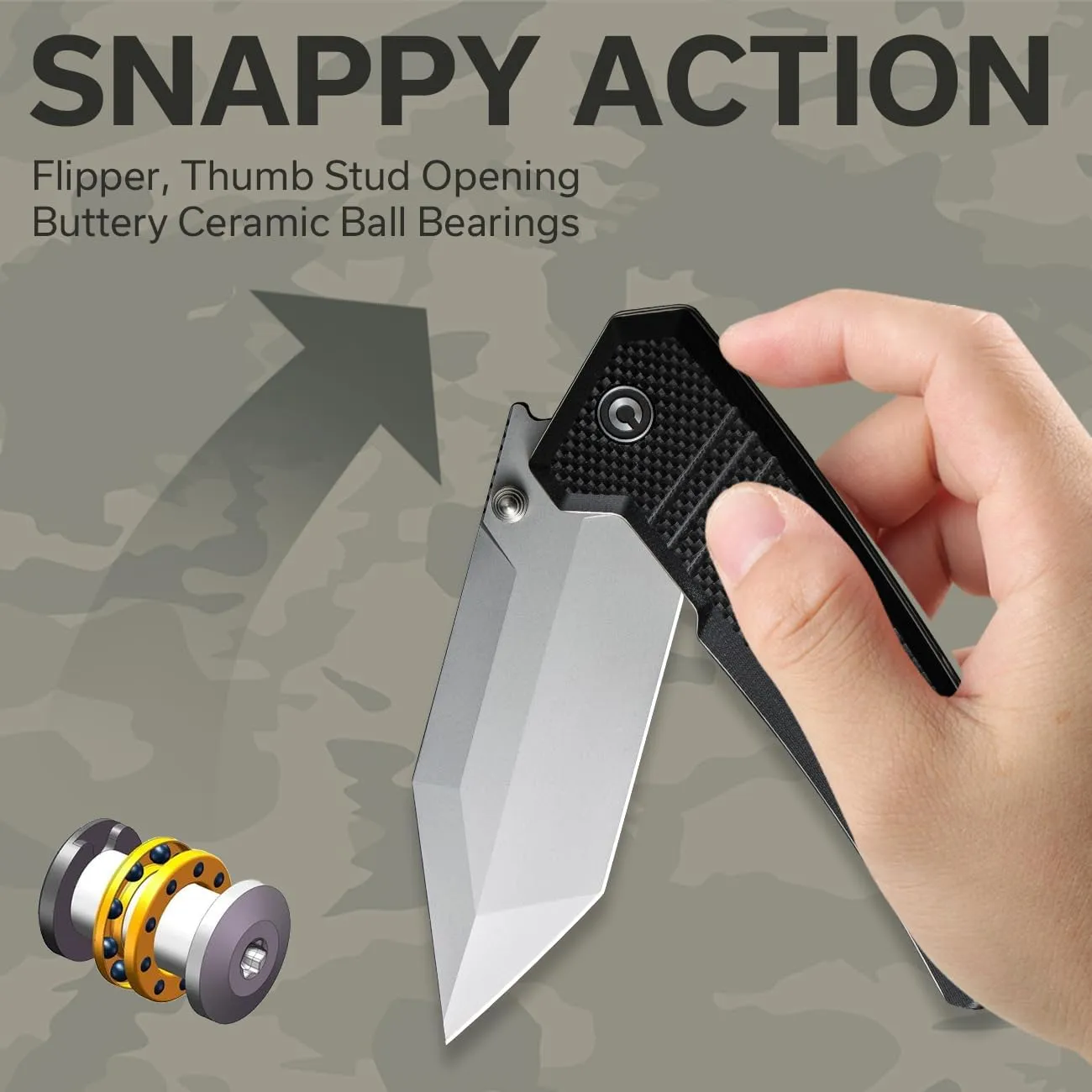 CIVIVI Pocket Knife for EDC, Bhaltair Tanto Folding Knife, 3.98'' 14C28N Blade G10 Handle, Liner Lock Knife for Men Outdoor C23024-1