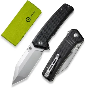 CIVIVI Pocket Knife for EDC, Bhaltair Tanto Folding Knife, 3.98'' 14C28N Blade G10 Handle, Liner Lock Knife for Men Outdoor C23024-1