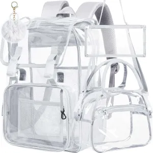 Clear Backpack, Stadium Approved Transparent Bookbag for Girls Boys, Heavy Duty PVC See Through Backpack for Women Men