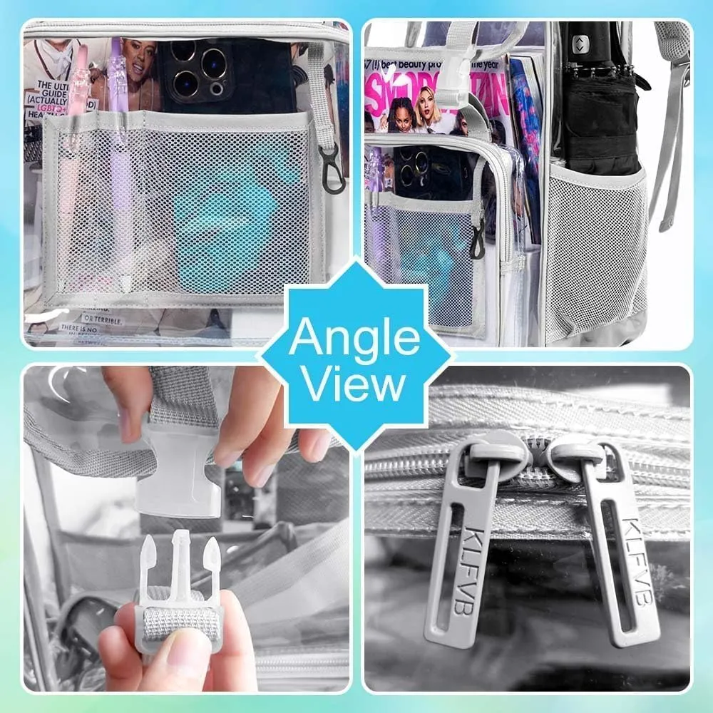 Clear Backpack, Stadium Approved Transparent Bookbag for Girls Boys, Heavy Duty PVC See Through Backpack for Women Men