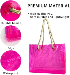 Clear Plastic Tote Bag with Rope Handles, Unisex Stadium Bag for Concerts, Festivals, Work