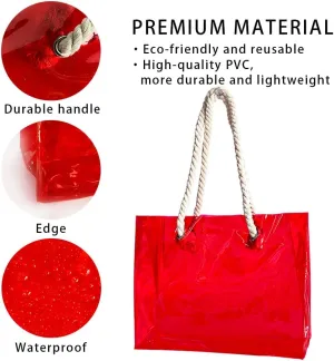 Clear Plastic Tote Bag with Rope Handles, Unisex Stadium Bag for Concerts, Festivals, Work