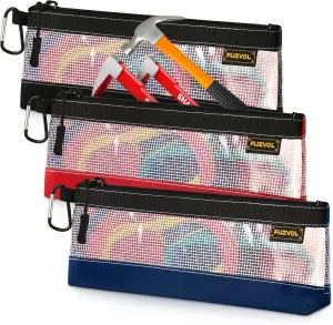 Clear Tool Pouch, 14" Long Tool Bag, Small Zipper Pouch, See Through Tool Pouch Bag for Tool Box Organizers and Storage, Heavy Duty Tool Bag for Men and Women, 3 Pack
