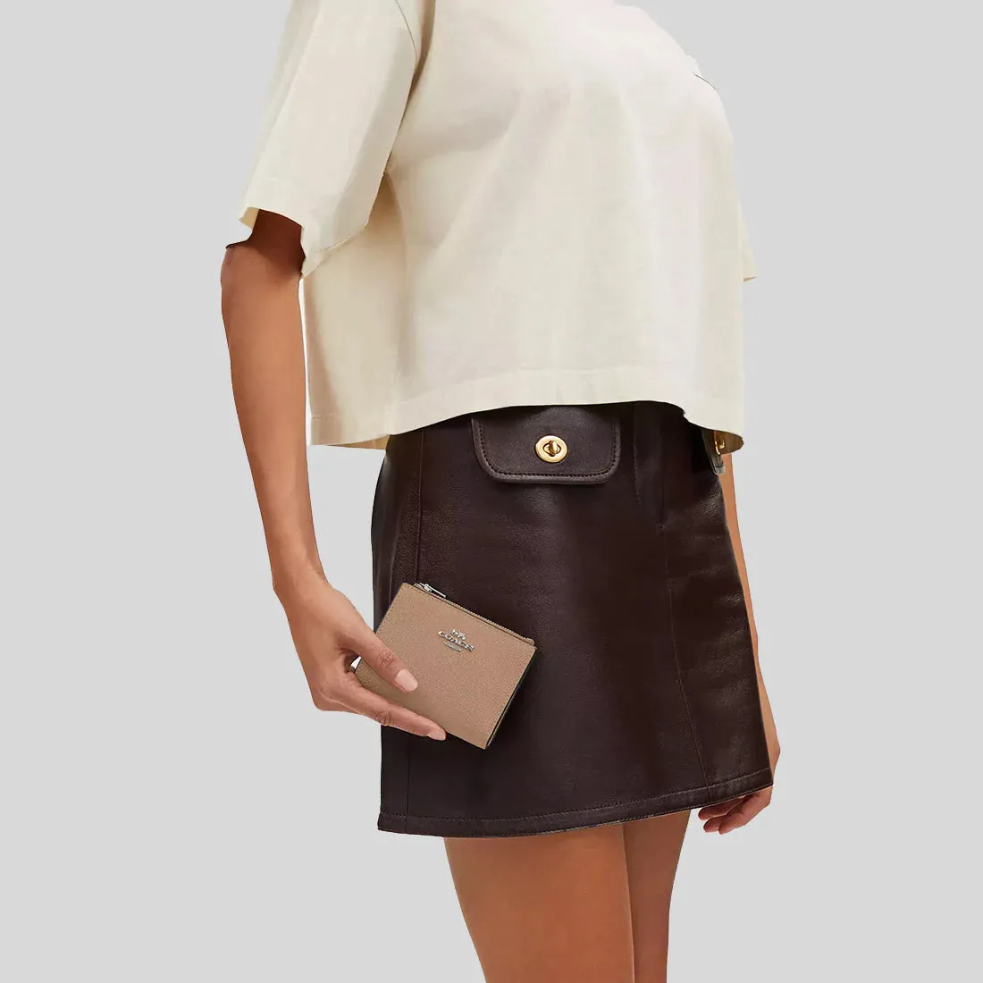 COACH Billfold Wallet Gold/Taupe RS-CR983