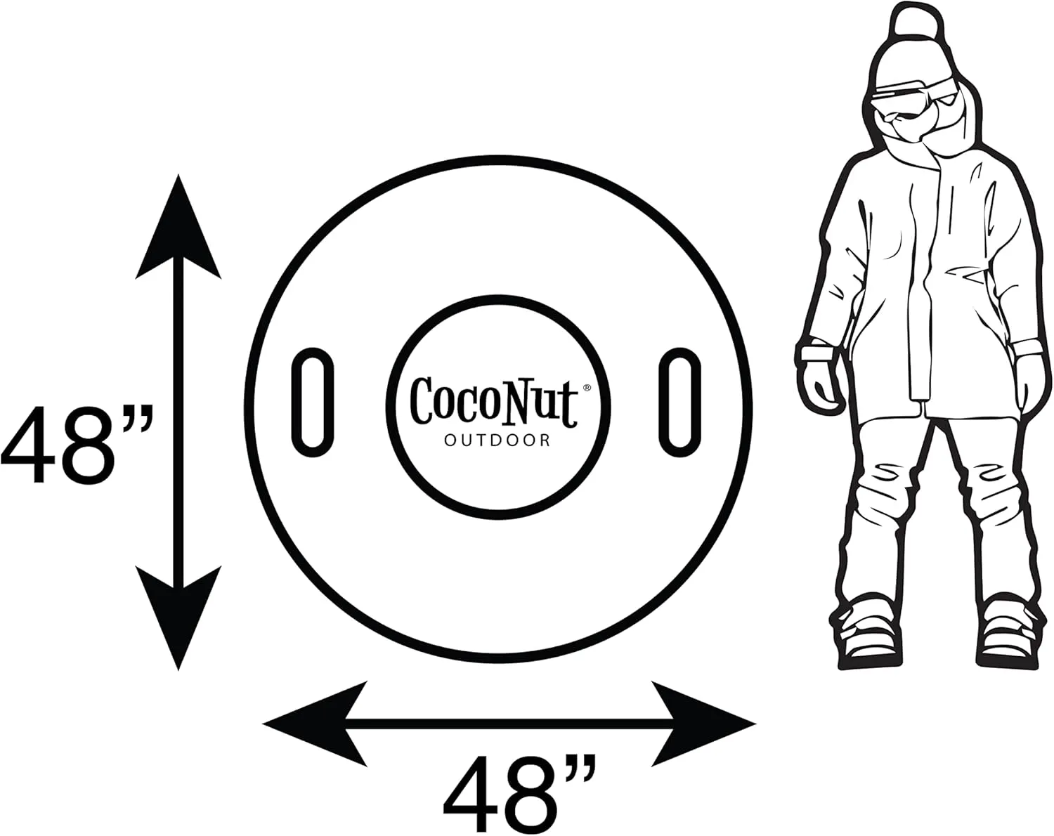 CocoNut Outdoor- 48” Inflatable Snow Rings - Heavy Duty Snow Sleds with Sturdy Handles for Kids, Teens and Adults-Cold Resistant Toboggan -Lightweight Tubes for Boys and Girls