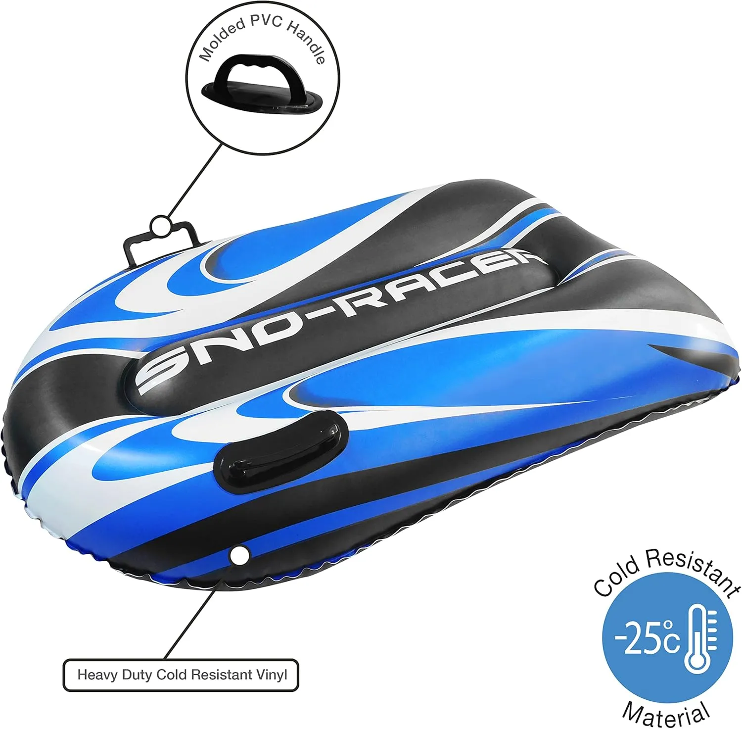 CocoNut Outdoor- 48” Inflatable Toboggan Sleds - Heavy Duty Snow Sleds with Sturdy Handles for Kids, Teens and Adults-Cold Resistant Toboggans -Lightweight Tubes for Boys and Girls
