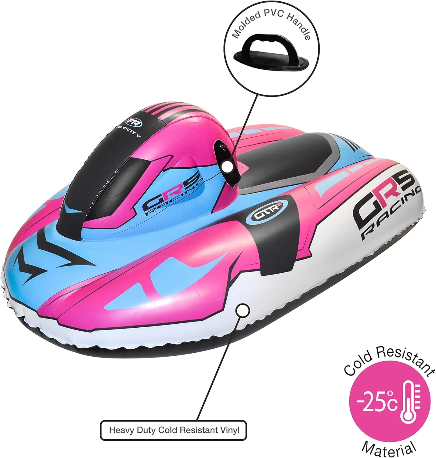 CocoNut Outdoor- 50” Inflatable Snowmobile Sleds- Heavy Duty Snow Sleds with Sturdy Handles for Kids, Teens and Adults-Cold Resistant Toboggans -Lightweight Tubes for Boys and Girls