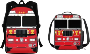 COEQINE Kids School Bus Backpack Set, Large Lunch Tote Bag With Adjustable Shoulder Strap Book Daypack for Travel Middle School