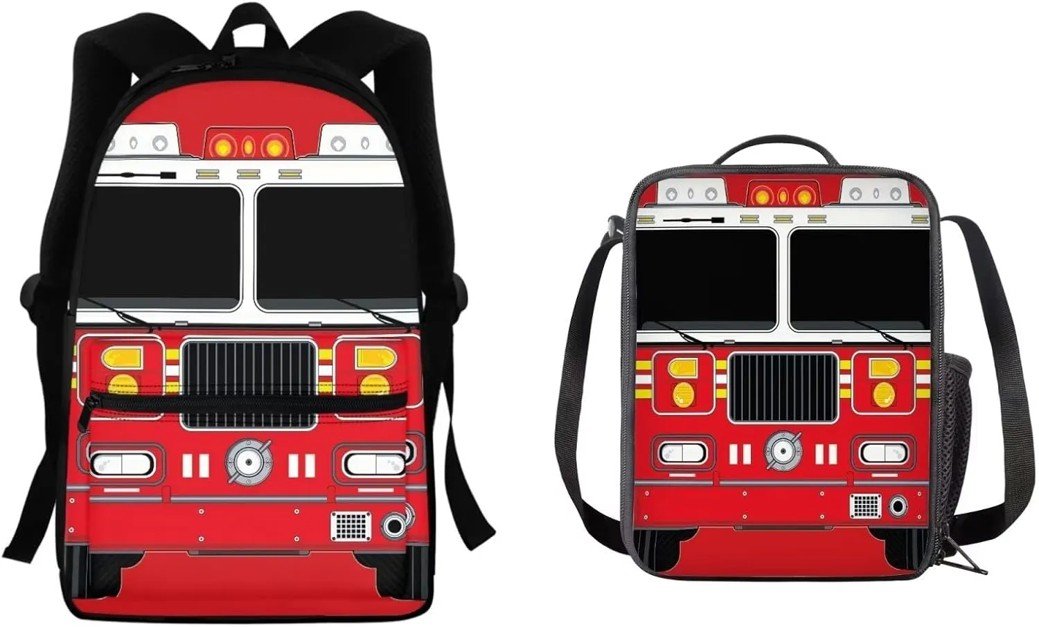 COEQINE Kids School Bus Backpack Set, Large Lunch Tote Bag With Adjustable Shoulder Strap Book Daypack for Travel Middle School