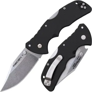 Cold Steel Mini Recon 1 3" AUS10A Razor-Sharp Blade 4" GFN Handle Tactical Folding Knife w/Tri-Ad Lock, Ambidextrous Pocket/Belt Clip