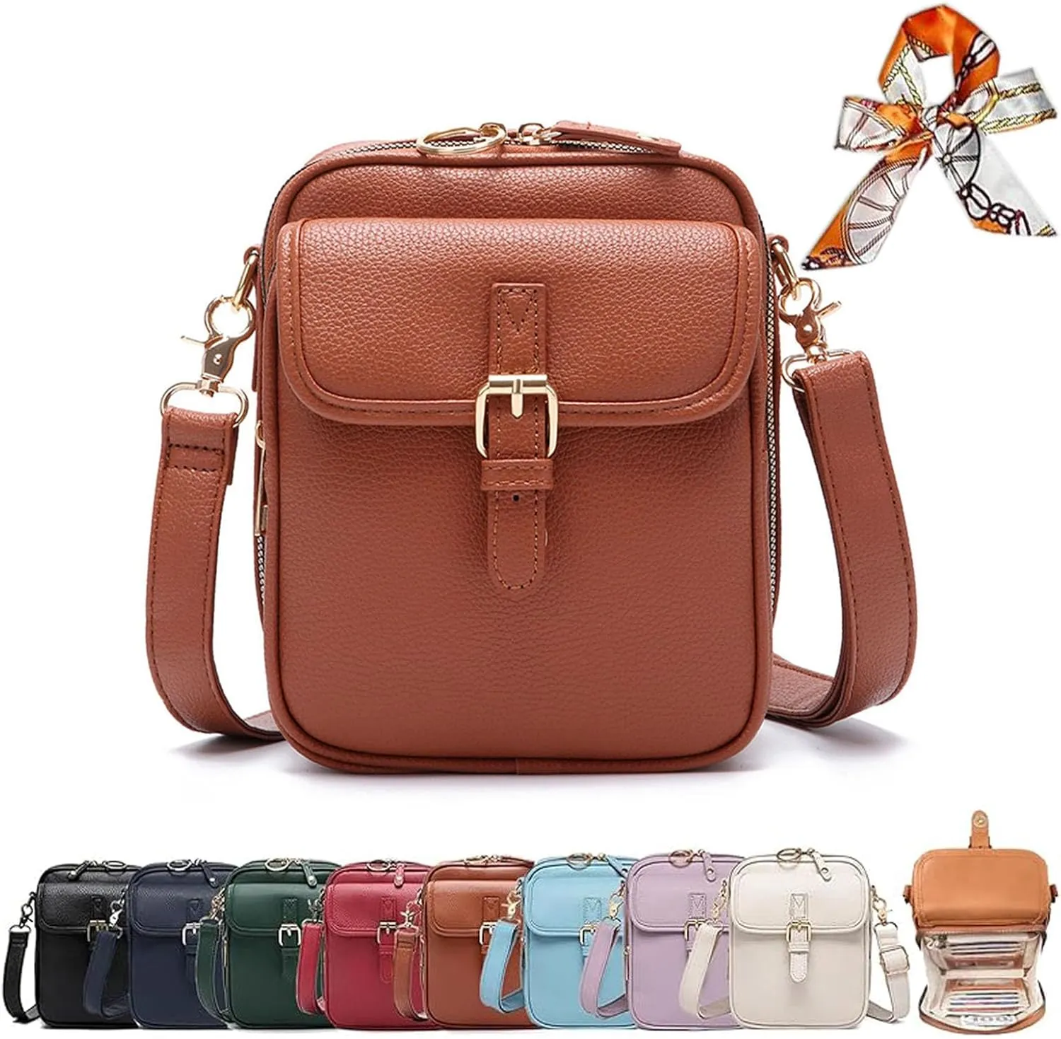 Collaboraten1 Crossbody Leather Bag,2025 New Crossbody Leather Bag with built in wallet, Anti-Theft Retro Design