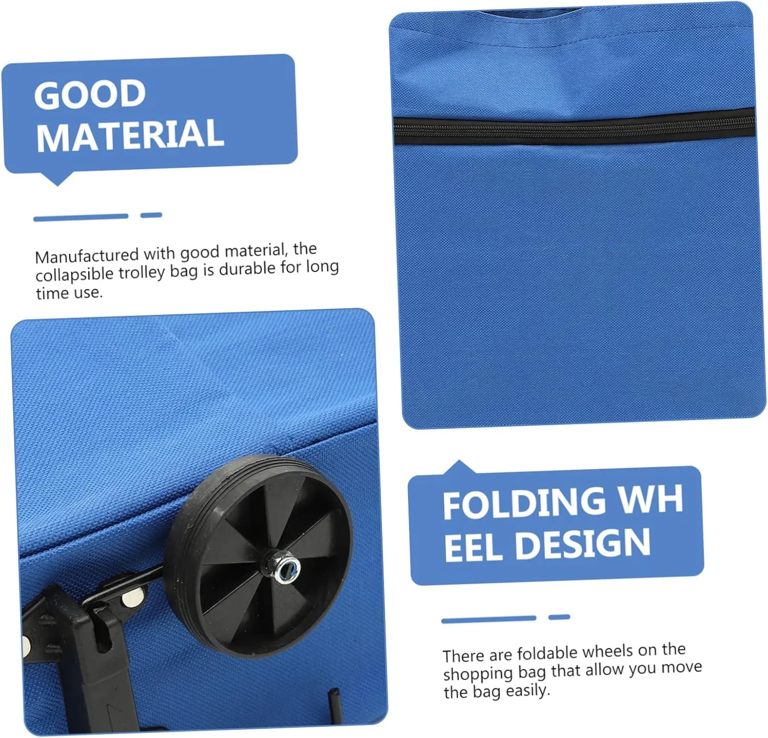 Collapsible Tey Bag with Wheels Foldable Grocery Tote for Outdoor Storage Handles for Shopping Laundry