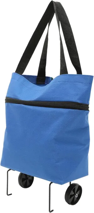 Collapsible Tey Bag with Wheels Foldable Grocery Tote for Outdoor Storage Handles for Shopping Laundry