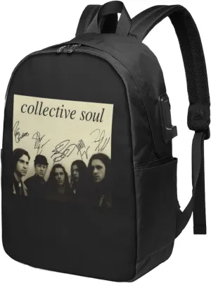 Collective Music Soul Bookbag Travel Laptop Bag For 17 Inch Notebook With Usb Charging Port
