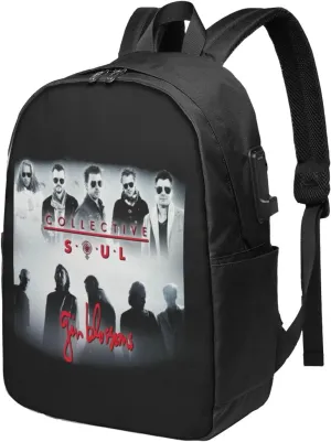 Collective Music Soul Bookbag Travel Laptop Bag For 17 Inch Notebook With Usb Charging Port