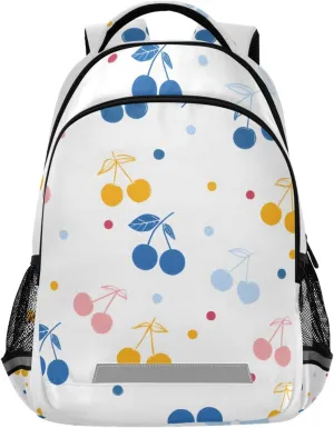 Colorful Cherry Dots Backpack for Girls Boys School Bookbag Kids Daypack Lightweight Laptop Backpack Back to School Supplies