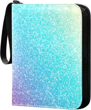 Colorful Glitter Binder for Cards Fits for Most Standard Size Cards 4 Pocket Trading Card Binder
