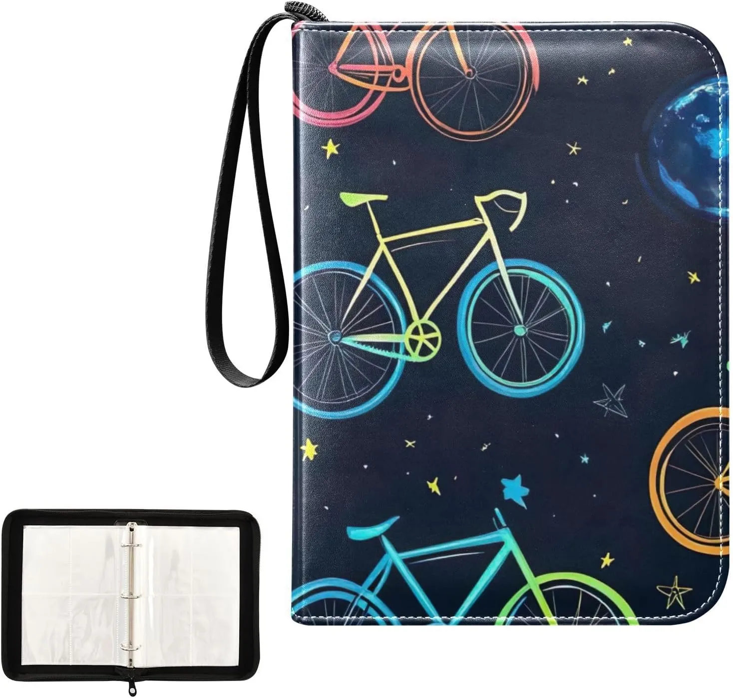 Colorful Neon Bikes Binder Photocard Trading Card Albums Sports Card Binder Fits 400 Cards With 50 Removable Sleeves