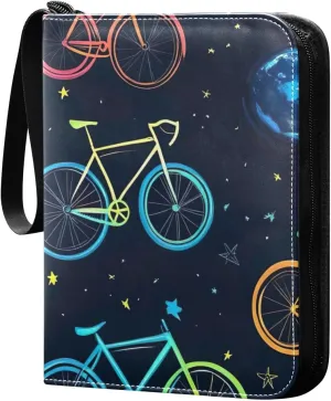 Colorful Neon Bikes Binder Photocard Trading Card Albums Sports Card Binder Fits 400 Cards With 50 Removable Sleeves