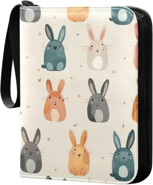 Colorful Rabbits Beige Binder Photocard Fits for Most Standard Size Cards 4 Pocket Trading Card Binder