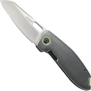 Columbia River Knife & Tool Sketch EDC Folding Pocket Knife: Urban Everyday Carry Utility Knife, Satin Sheepsfoot Blade, Thumb Slot Open, Stainless Steel Handle, Green Backspacer and Pivot Collar, Pocket Clip 2550