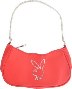 Concept One Playboy Shoulder Bag, Women's Purse Handbag with Rhinestone Carry Strap and Bunny Logo