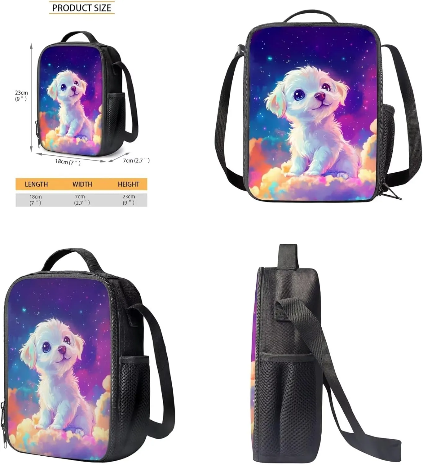 Cool Wolf Kids School Backpack with Lunch Box Bag Girls 10-12 Lightweight School Bags for Girls with Lunch Kit Keep Warm Sports Bookbag with Side Pocket 3 In 1