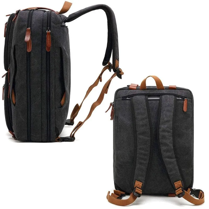 CoolBELL Canvas Convertible Laptop Briefcase Backpack - 15.6" / 14L | Black