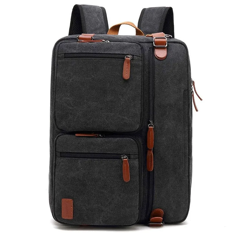 CoolBELL Canvas Convertible Laptop Briefcase Backpack - 15.6" / 14L | Black
