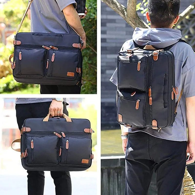 CoolBELL Canvas Convertible Laptop Briefcase Backpack - 15.6" / 14L | Black