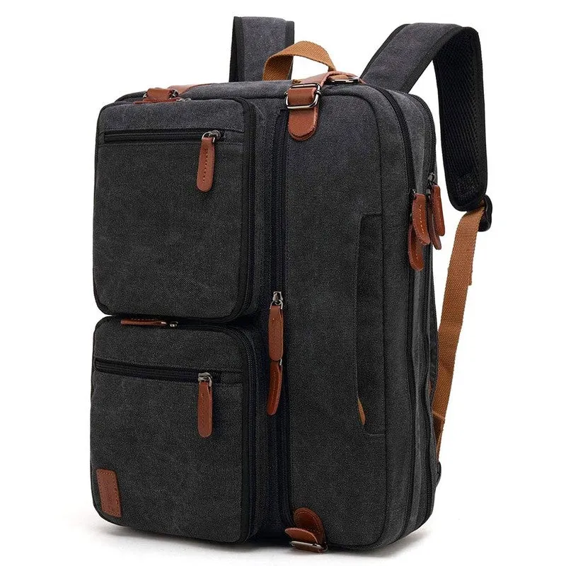 CoolBELL Canvas Convertible Laptop Briefcase Backpack - 15.6" / 14L | Black