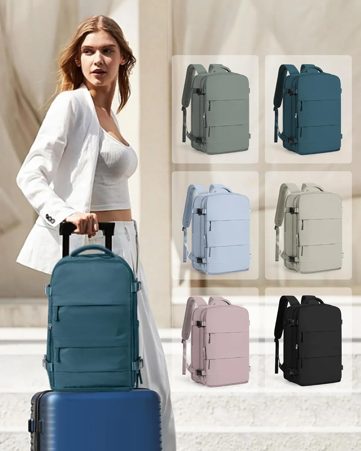 coowoz Travel Backpack Carry On for Women Man Gym Backpack with Laptop Compartment Mochila de Viaje Teacher Personal Item Backpack Airplane Accessories Must Haves Peacock Blue Small
