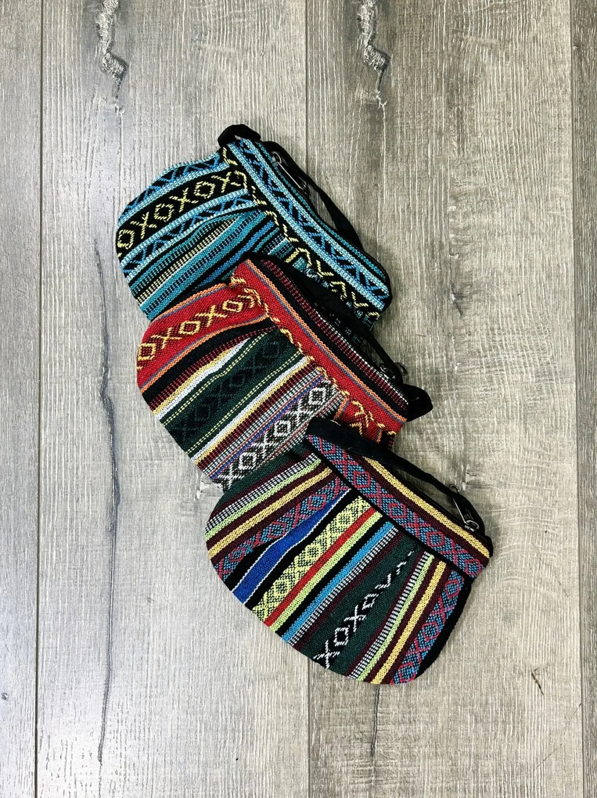 Cotton Gheri Zip Purse With Strap