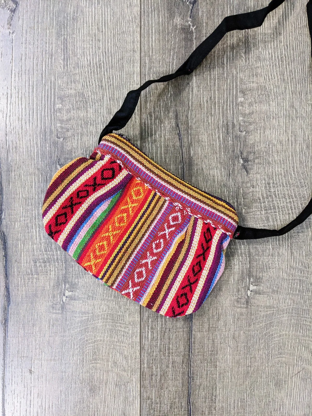 Cotton Gheri Zip Purse With Strap