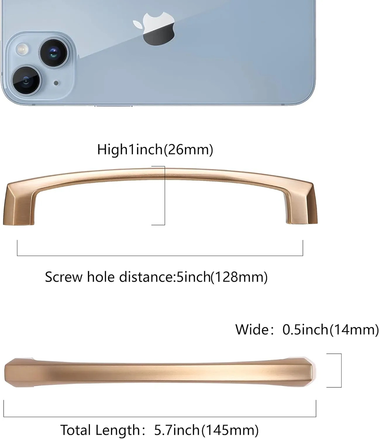 COTYKILEY 10 Pack 5 Inch(128mm) Champagne Copper Kitchen Cabinet Handles Brushed Brass Cabinet Pulls Cabinet Door Handles Gold Kitchen Cabinet Hardware