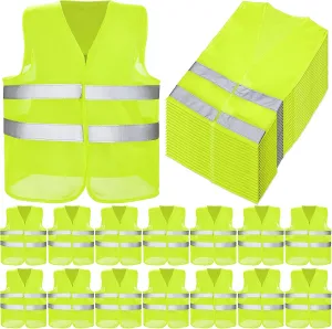 Coume 12/20 Pieces Safety Vests Bulk High Visibility Reflective Vests Mesh for Construction Working with 2 Reflective Strips
