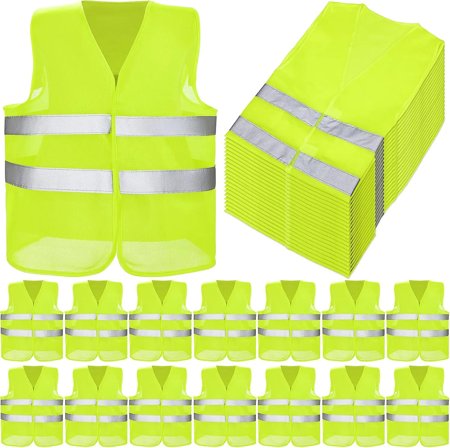 Coume 12/20 Pieces Safety Vests Bulk High Visibility Reflective Vests Mesh for Construction Working with 2 Reflective Strips