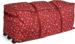 Covermates Keepsakes Christmas Tree Rolling Cinch Bag – Superior Protection, Padded Handles - Holiday Storage, Red Snowflake