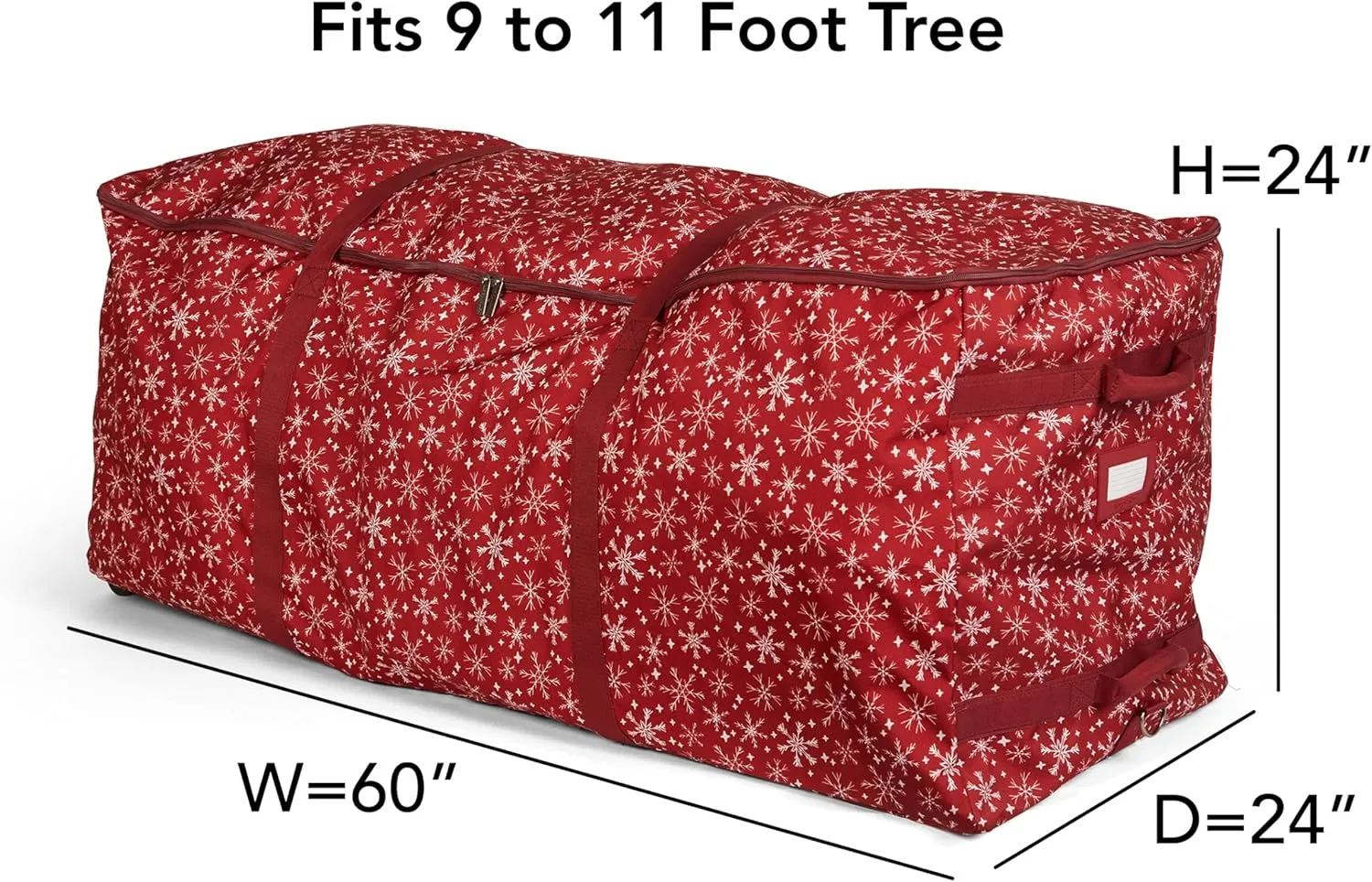 Covermates Keepsakes Christmas Tree Rolling Cinch Bag – Superior Protection, Padded Handles - Holiday Storage, Red Snowflake