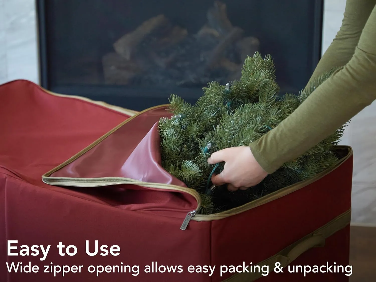 Covermates Keepsakes Christmas Tree Structured Rolling Storage Bag - Superior Protection, Reinforced Handles - Holiday Storage, Red