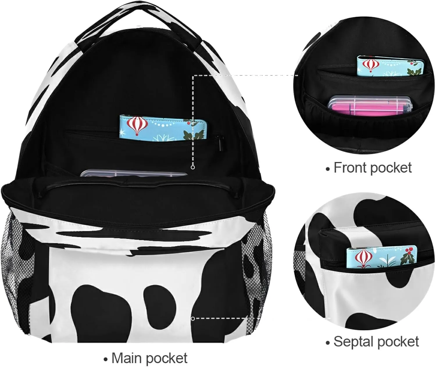 Cow Printed Backpack School Bags Bookbags for Kids Daypack Bag Laptop Backpacks