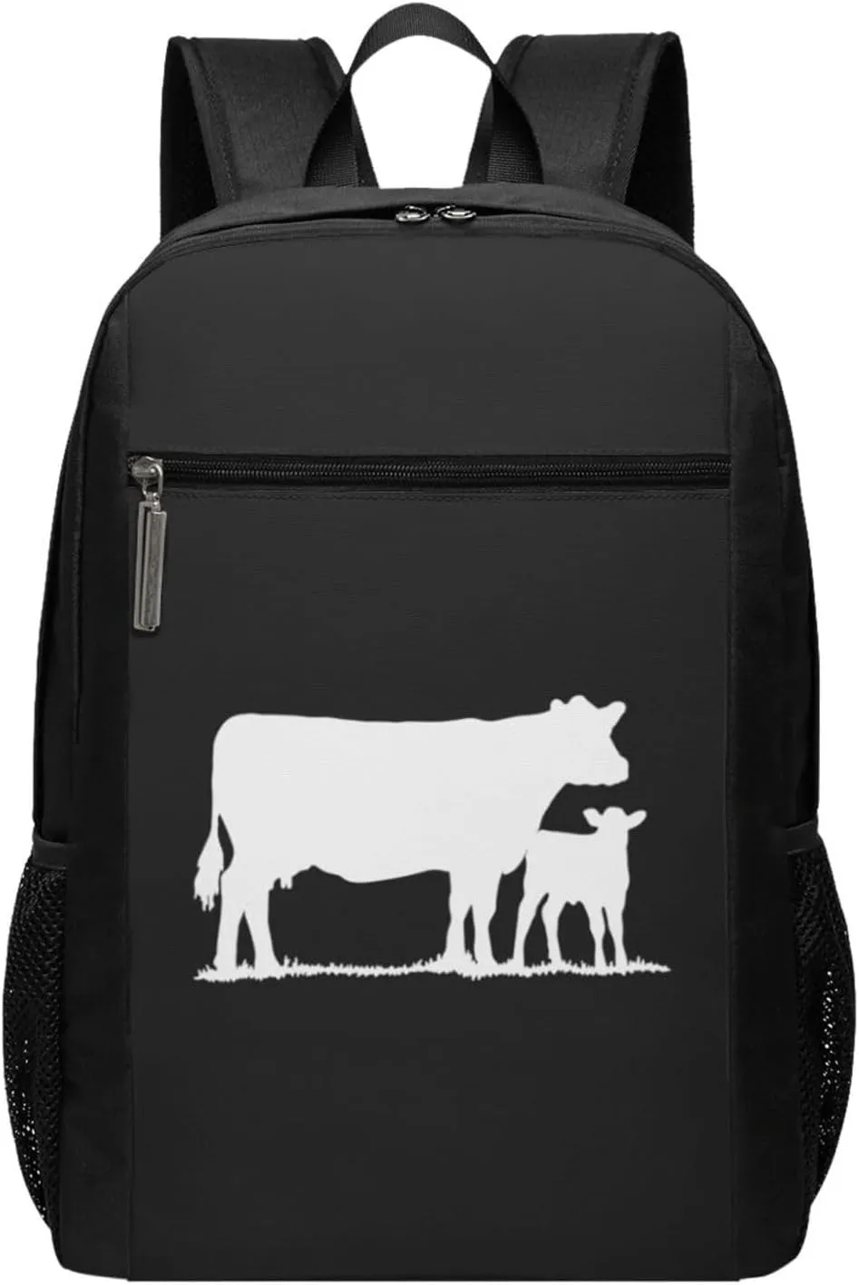 Cow with Calf Travel Laptop Backpack, Business Anti Theft Slim Sturdy Laptops Backpacks, College Computer Bag Gift for Men & Women Fits 17 Inch Notebook,Black