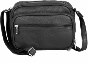Cowhide Leather Women's Shoulder Purse Small Cross Body Organizer Bag with Many Pockets