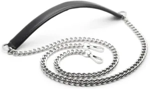 CRAFTMEMORE Purse Chain Handles Genuine Leather Replacement for Shoulder Bag Handbag 47" Long Purse with Swivel Clasp, Handle for Tote Briefcase K046 (Black)