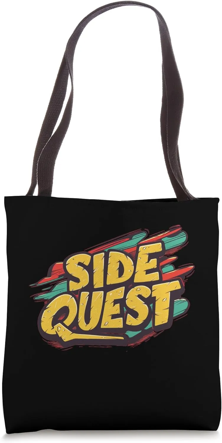 Creative Side Quest Emblem for a Fun Adventure Tote Bag