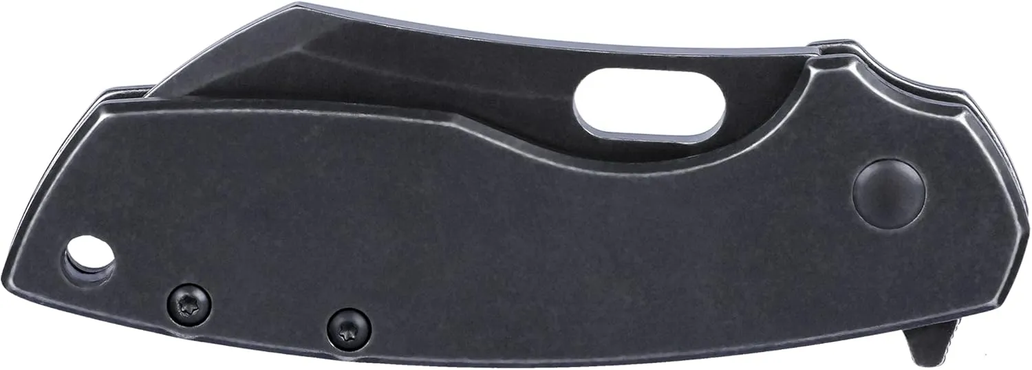 CRKT Pilar II Large EDC Folding Pocket Knife: Everyday Carry, Black Blade, Flipper Open, Frame Lock, Stainless Steel Handle, Reversible Pocket Clip 5315KS