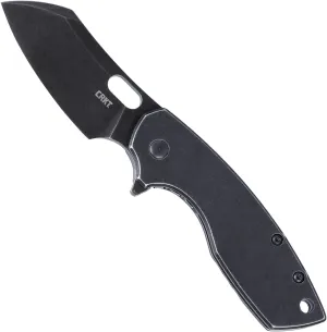 CRKT Pilar II Large EDC Folding Pocket Knife: Everyday Carry, Black Blade, Flipper Open, Frame Lock, Stainless Steel Handle, Reversible Pocket Clip 5315KS