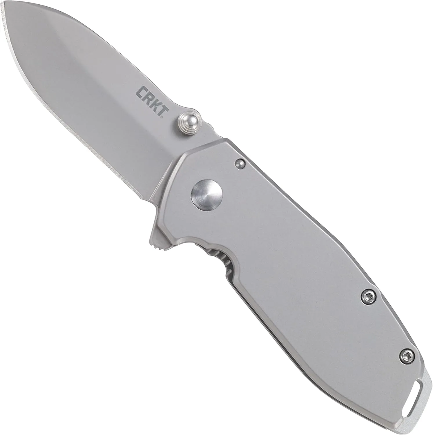 CRKT Squid Everyday Carry Assisted Folding Knife with Frame Lock: Stainless Steel Plain Edge Blade, Stainless Steel Handle, Pocket Clip, 2492