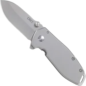 CRKT Squid Everyday Carry Assisted Folding Knife with Frame Lock: Stainless Steel Plain Edge Blade, Stainless Steel Handle, Pocket Clip, 2492